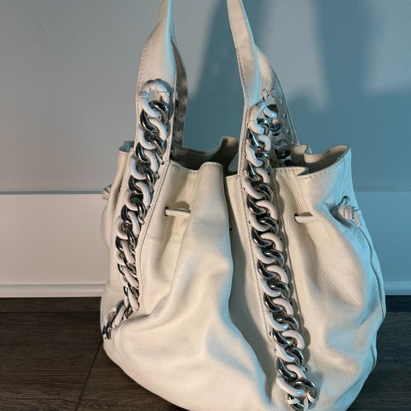 MICHAEL KORS SILVER CHAIN BAG (Cream White) *Vintage* - Picture 3 of 9